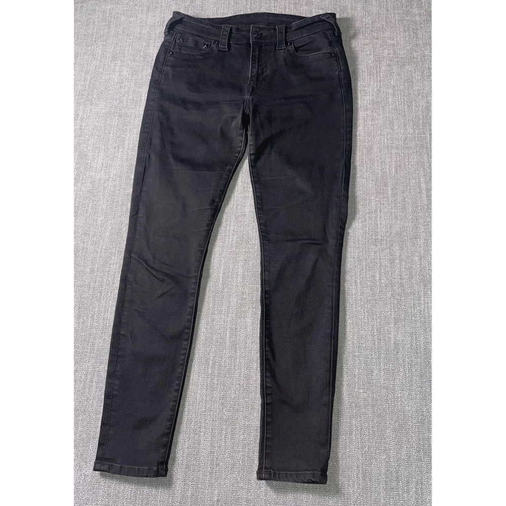 True Religion Jennie Curvy Mid Rise Skinny Jeans Womens 30 Black Denim 5 Pockets